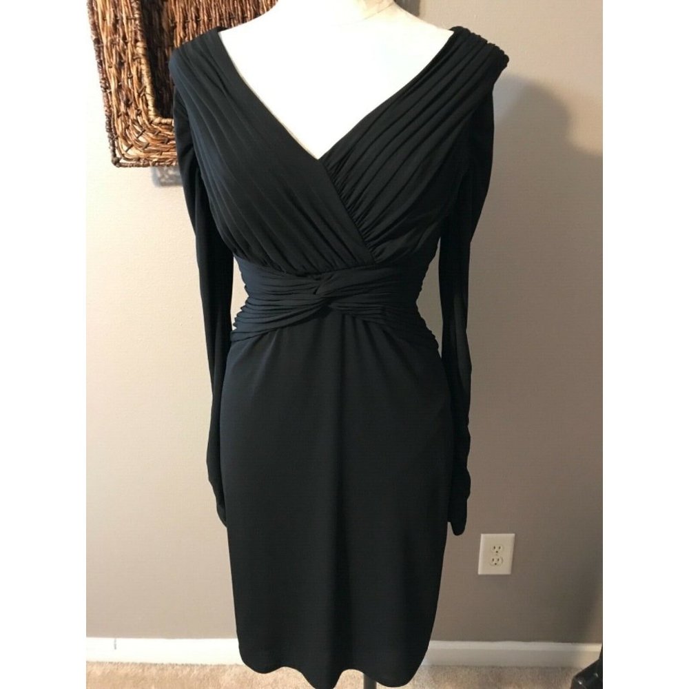 Tadashi Shoji Black Long Sleeve Cocktails Party Event Dress XS 0 2 4
